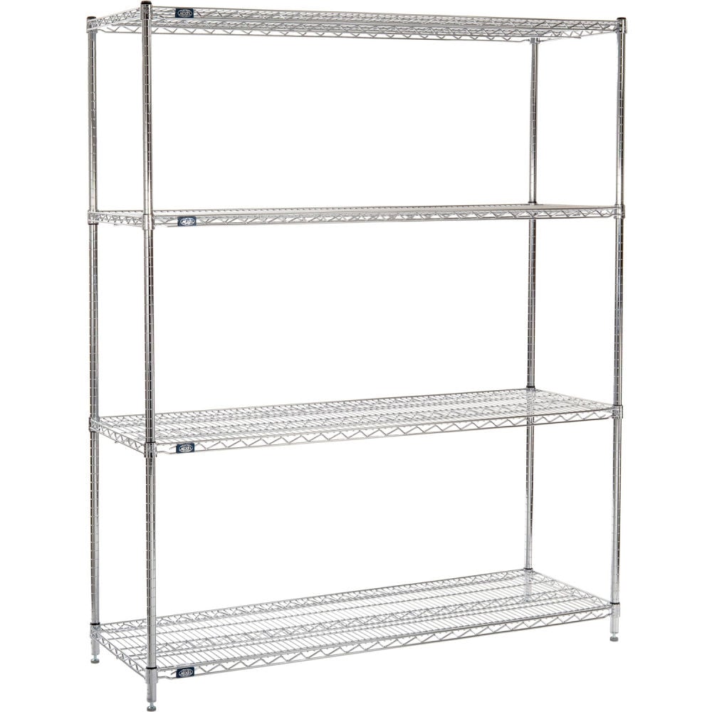 Global Industrial B3232837 Nexel 4 Shelf Chrome Wire Shelving Unit Starter - 72 x 21 x 96 in.