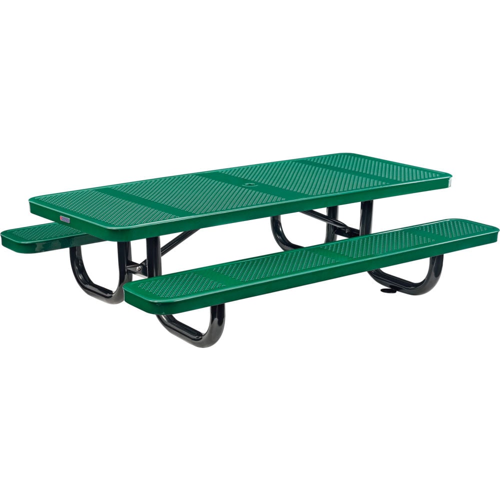 Global Industrial 694553KGN 6 ft. Rectangular Kids Picnic Table - Perforated Metal - Green