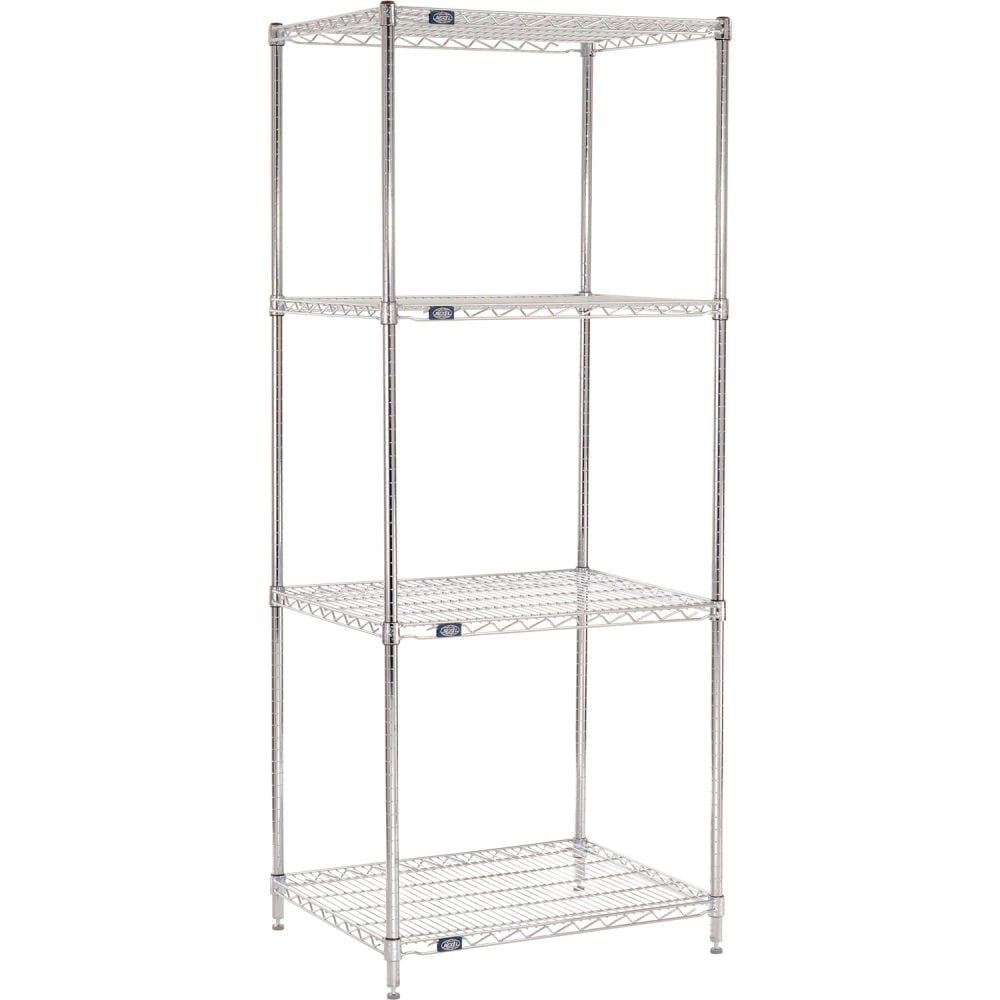 Global Industrial B3232790 Nexel 4 Shelf Chrome Wire Shelving Unit Starter - 30 x 24 x 96 in.