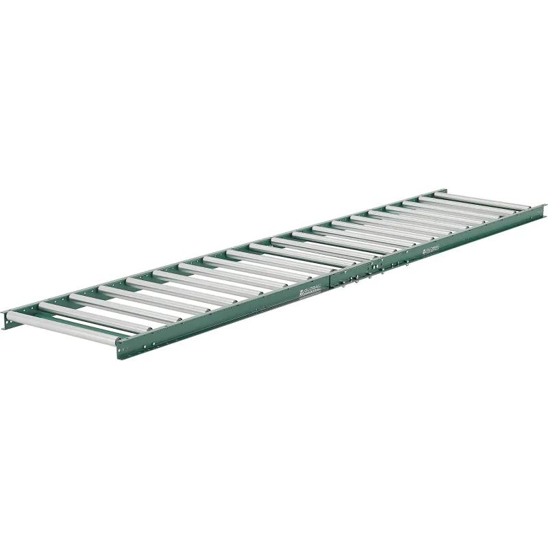 Global Industrial 293327 24 in. Light Duty Gravity Roller Conveyor - 10 ft. - 6 in. Roller Centers
