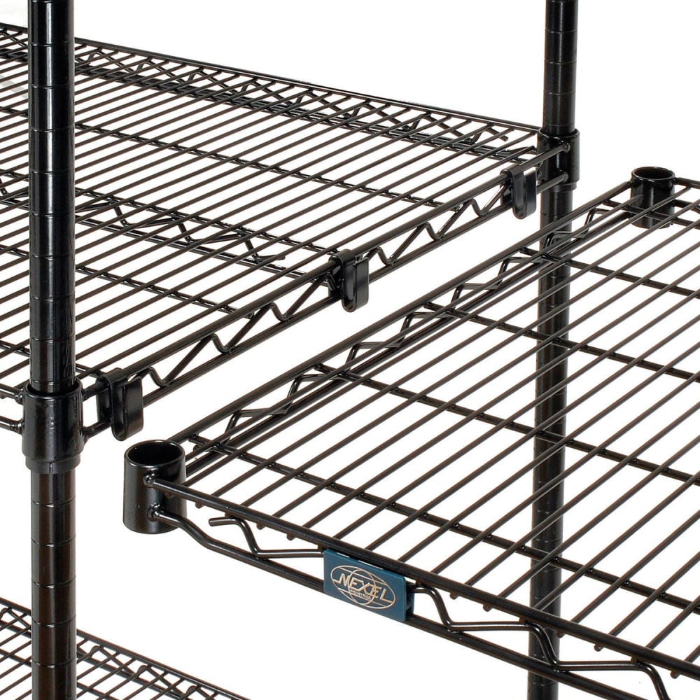 Global Industrial B3232751 Nexel 4 Shelf Black Epoxy Wire Shelving Unit Add On - 30 x 18 x 96 in.