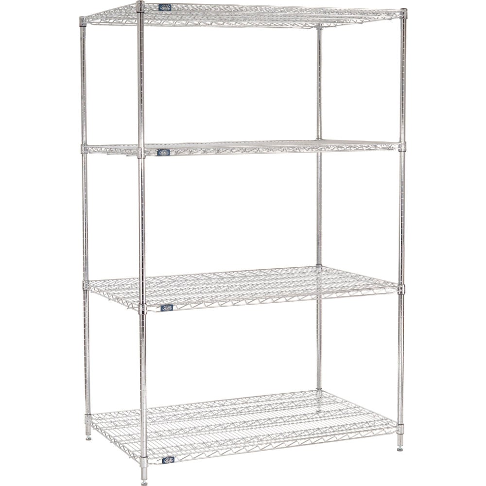 Global Industrial B3232559 Nexel 4 Shelf Chrome Wire Shelving Unit Starter - 48 x 30 x 96 in.