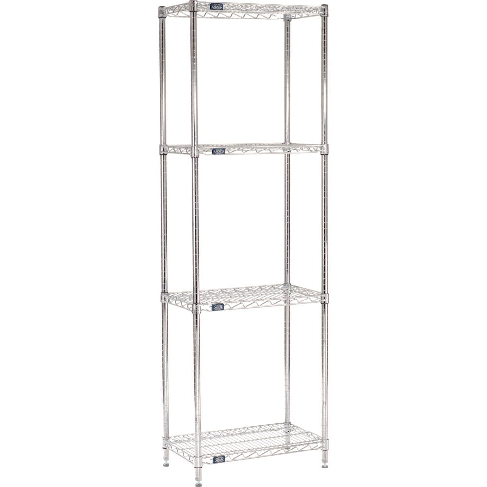 Global Industrial B3232835 Nexel 4 Shelf Chrome Wire Shelving Unit Starter - 24 x 14 x 96 in.
