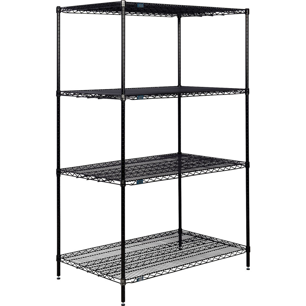 Global Industrial B3232697 Nexel 4 Shelf Black Epoxy Wire Shelving Unit Starter - 48 x 30 x 96 in.