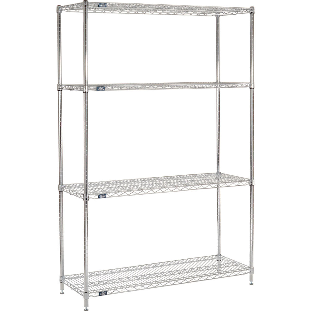 Global Industrial B3232572 Nexel 4 Shelf Chrome ESD Wire Shelving Unit Starter - 30 x 14 x 96 in.