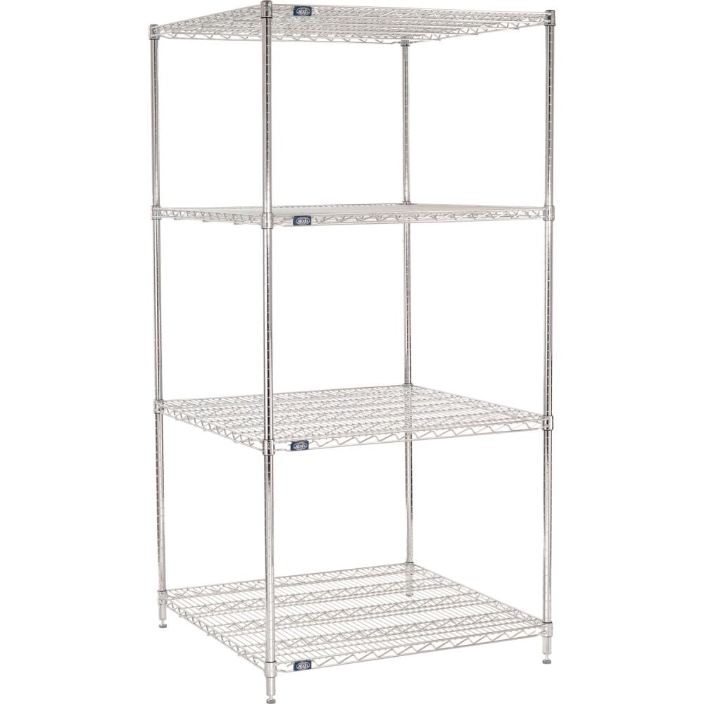 Global Industrial B3232537 Nexel 4 Shelf Chrome Wire Shelving Unit Starter - 36 x 36 x 96 in.