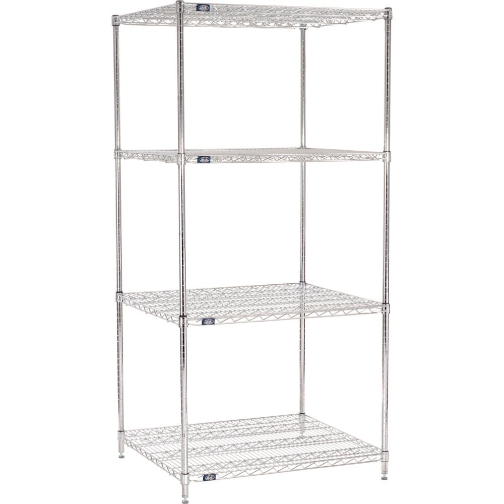 Global Industrial B3232548 Nexel 4 Shelf Chrome Wire Shelving Unit Starter - 36 x 30 x 96 in.