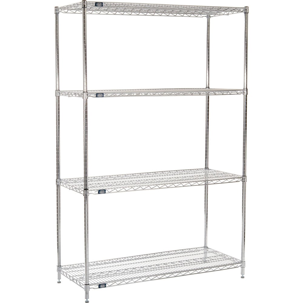 Global Industrial B3232845 Nexel 4 Shelf Chrome Wire Shelving Unit Starter - 48 x 21 x 96 in.