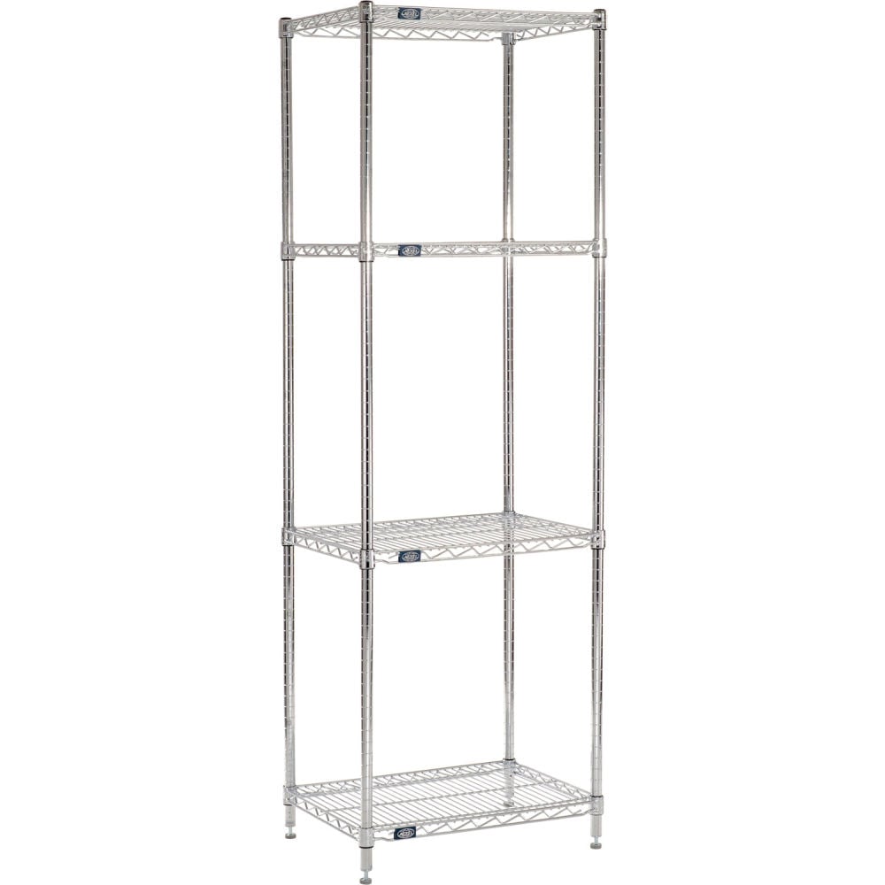 Global Industrial B3232665 Nexel 4 Shelf Chrome Wire Shelving Unit Starter - 30 x 18 x 96 in.