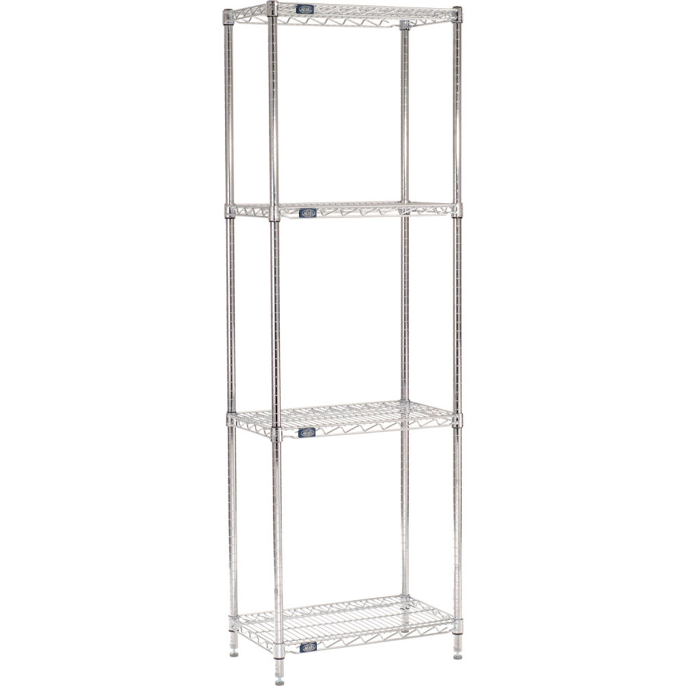 Global Industrial B3232780 Nexel 4 Shelf Chrome Wire Shelving Unit Starter - 30 x 14 x 96 in.
