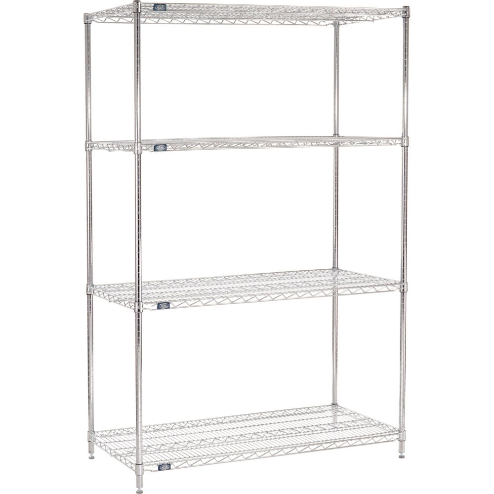 Global Industrial B3232782 Nexel 4 Shelf Chrome Wire Shelving Unit Starter - 54 x 24 x 96 in.