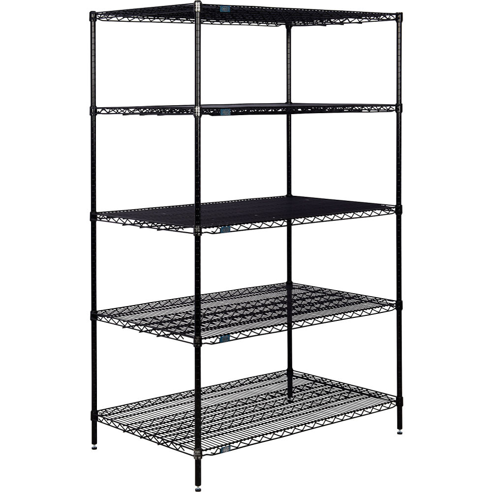 Global Industrial B3232696 Nexel 5 Shelf Black Epoxy Wire Shelving Unit Starter - 36 x 30 x 96 in.