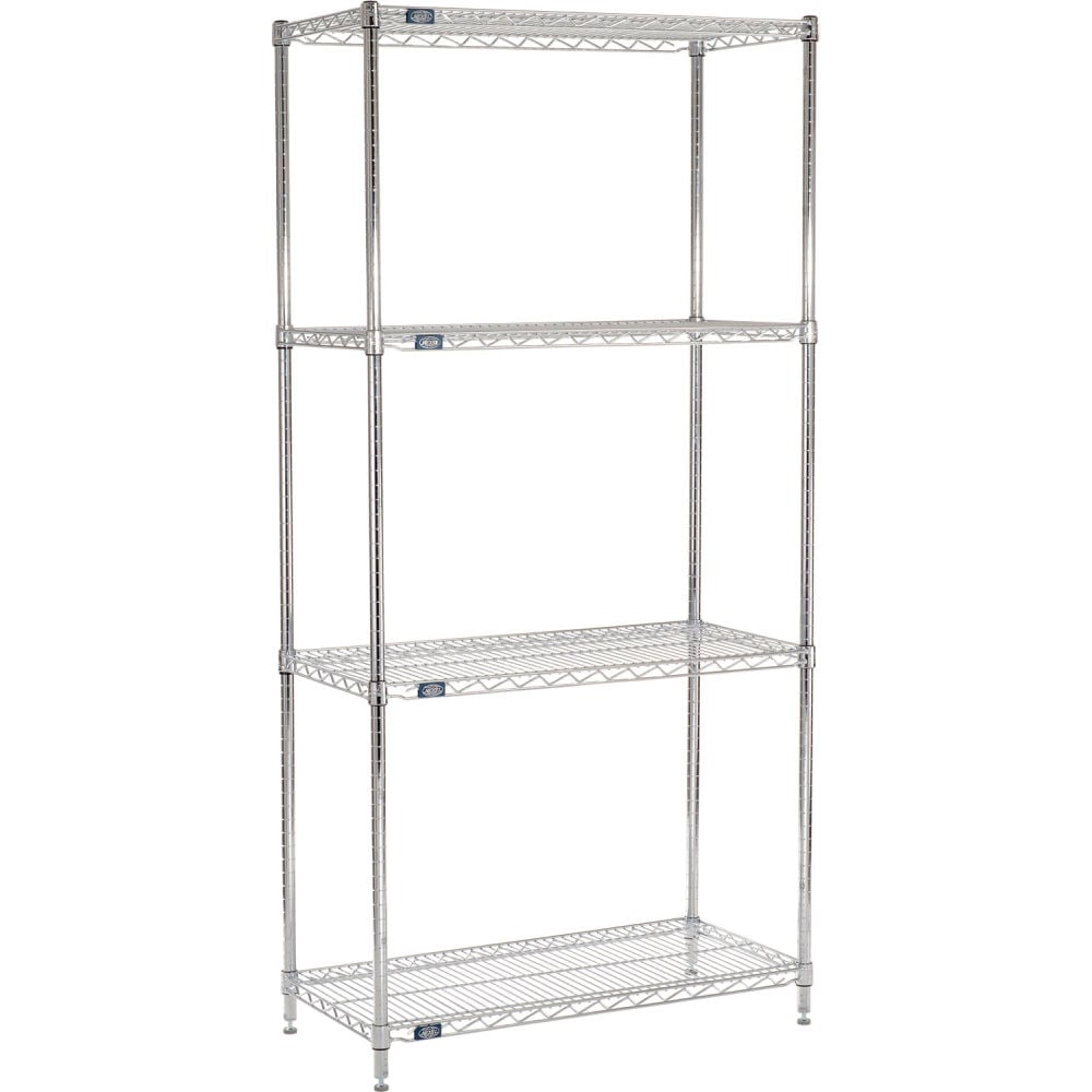 Global Industrial B3232779 Nexel 4 Shelf Chrome Wire Shelving Unit Starter - 42 x 18 x 96 in.