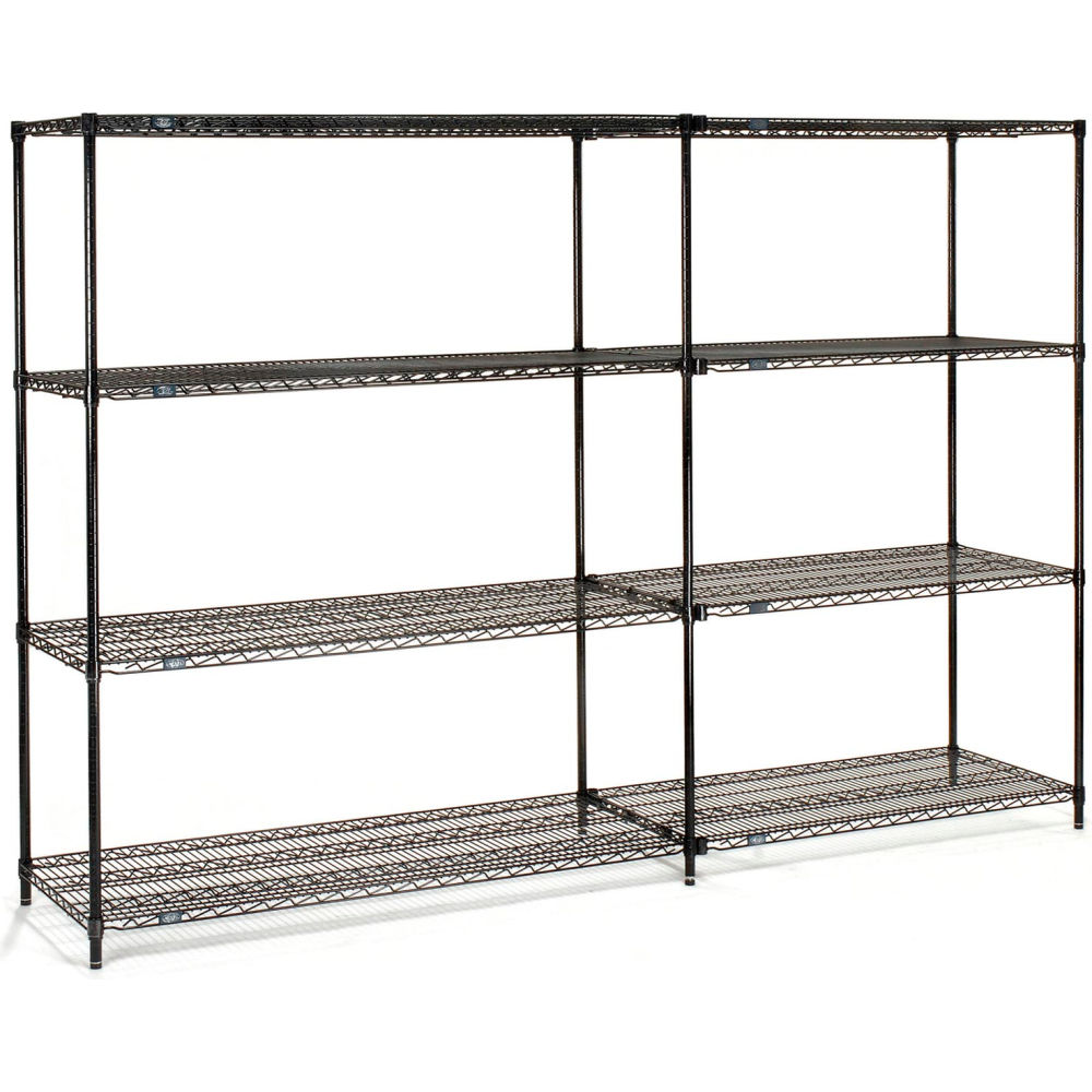 Global Industrial B3232671 Nexel 4 Shelf Black Epoxy Wire Shelving Unit Add On - 60 x 18 x 96 in.