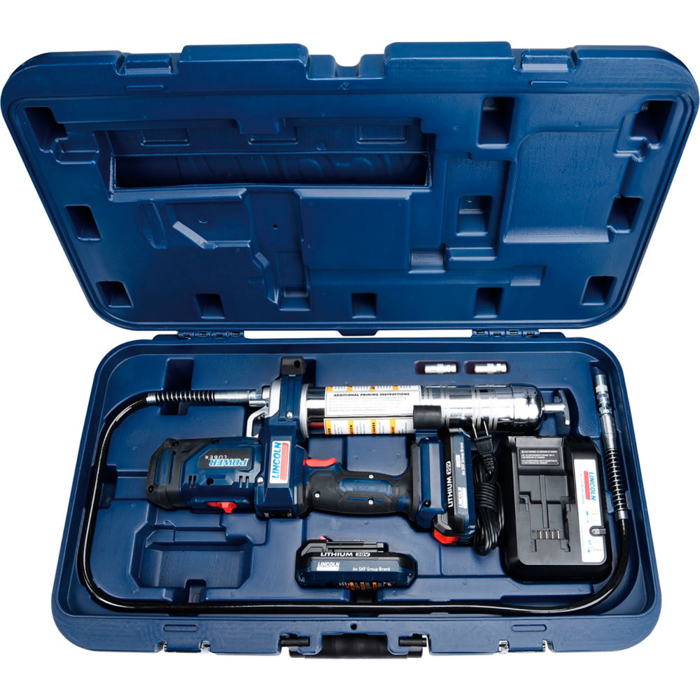 B3215067 Lincoln Lubrication Power Luber 20V Lithium Ion 2 Speed Cordless Grease Gun with 2 Batteries - Blue