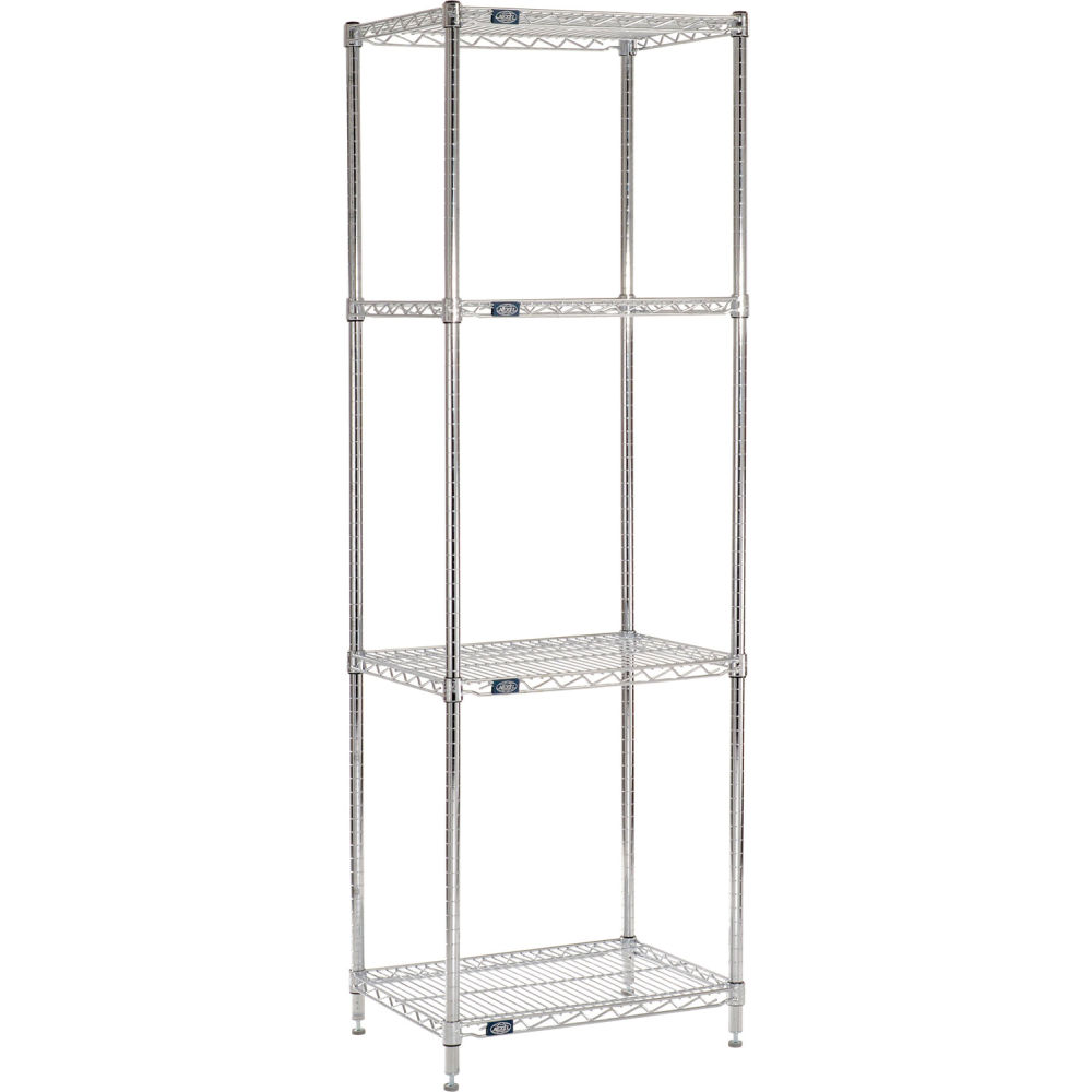Global Industrial B3232699 Nexel 4 Shelf Chrome Wire Shelving Unit Starter - 24 x 18 x 96 in.