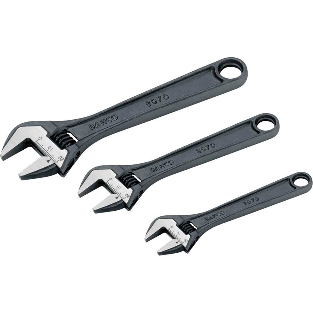 B3193047 Bahco Adjustable Wrench - 6-10 in. Long - 3 Piece - Black