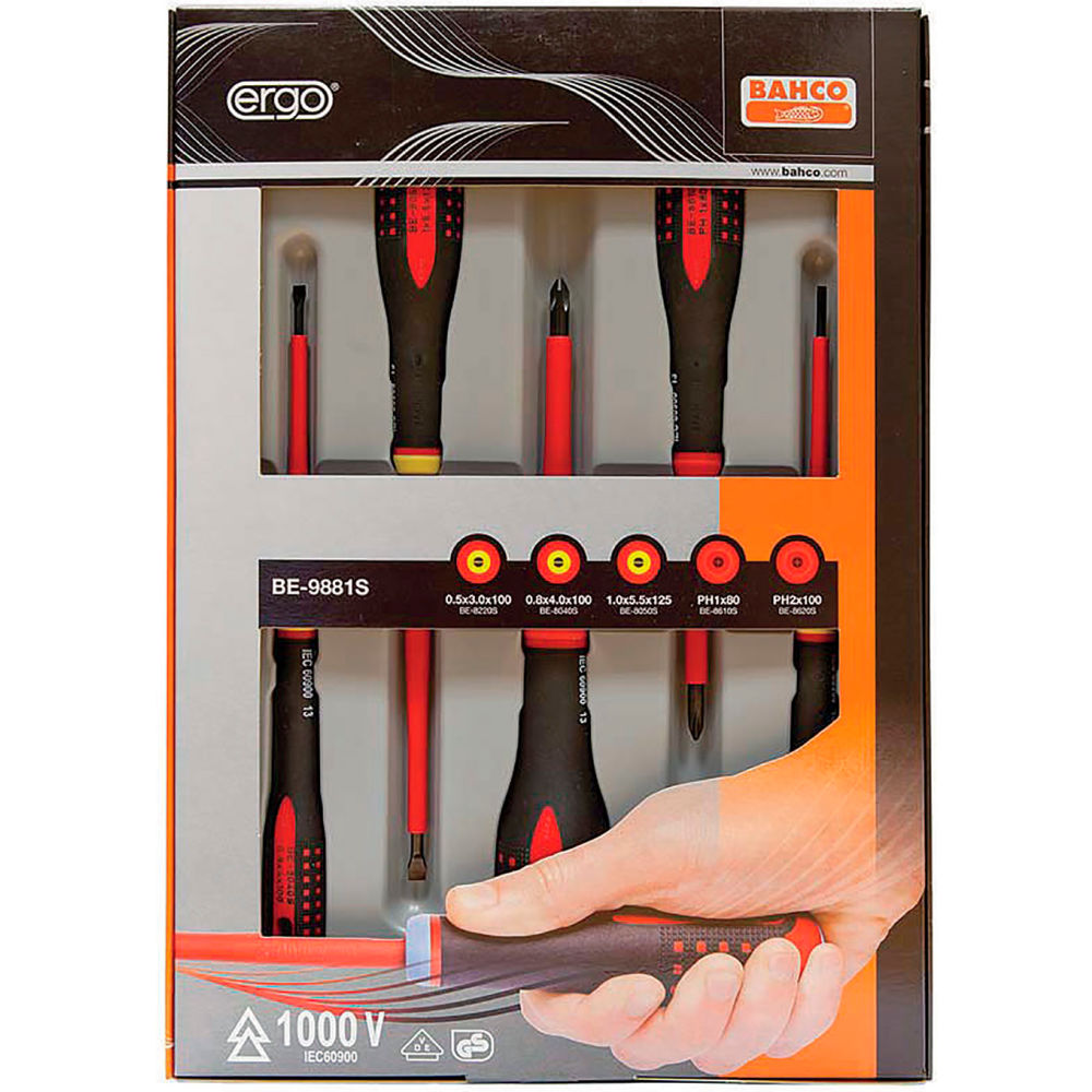 B3193224 Bahco Insulated Ergo Screwdriver Set - Black - 5 Piece