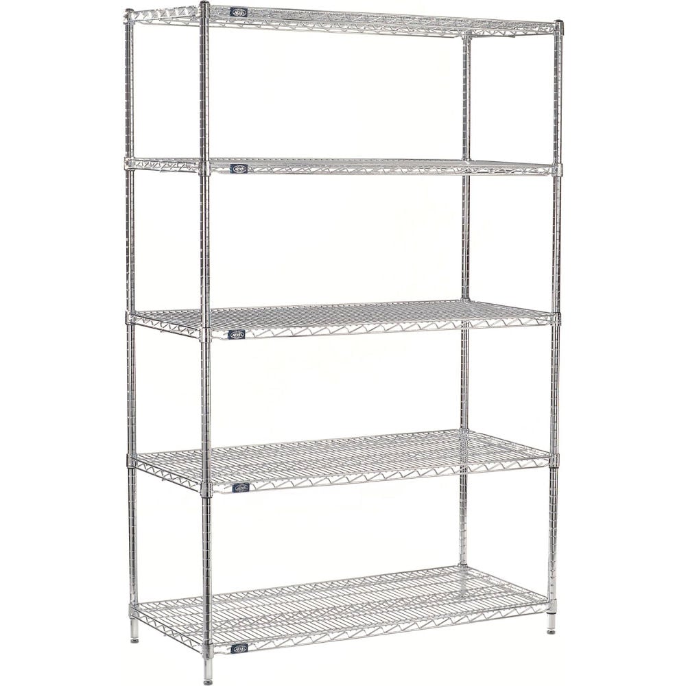 Global Industrial B3232643 Nexel 5 Shelf Chrome Wire Shelving Unit Starter - 24 x 18 x 96 in.