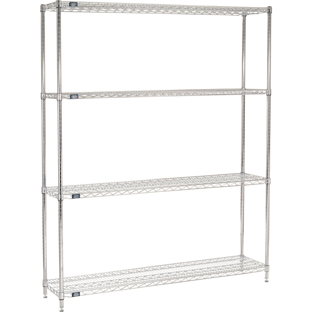 Global Industrial B3232796 Nexel 4 Shelf Chrome Wire Shelving Unit Starter - 72 x 14 x 96 in.
