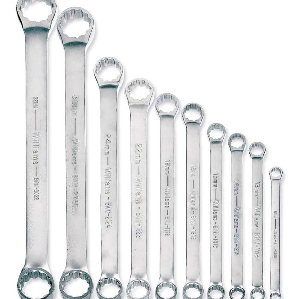 B3193318 Double Head 10 deg Offset Box End Wrench Set - 12 Points - 8 to 32 mm Opening - Silver
