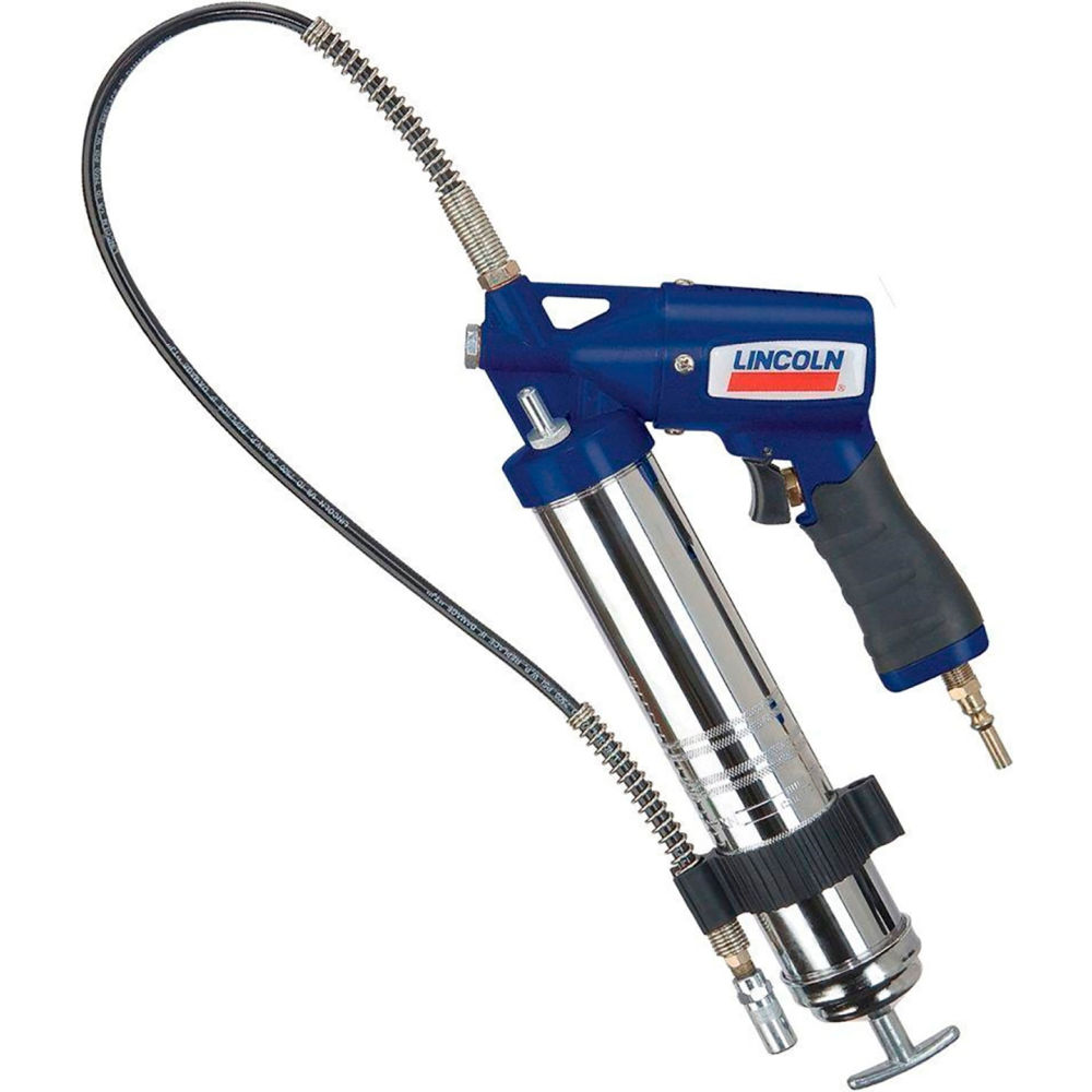 B3214839 Lincoln Lubrication Fully Automatic Pneumatic Air-Operated Variable Speed Grease Gun - Blue & Silver