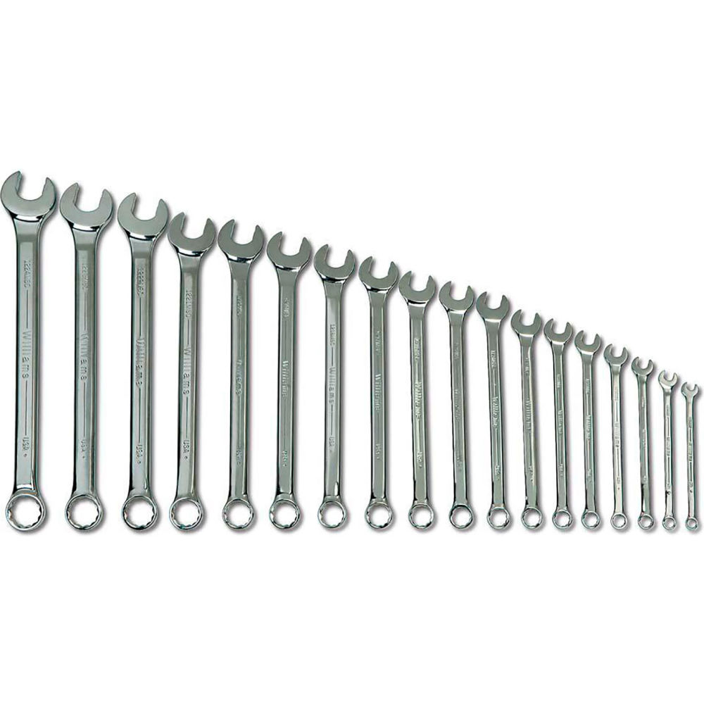 B3193724 7 to 24 mm 12-Point Combination Wrench Set - Chrome - 18 Piece