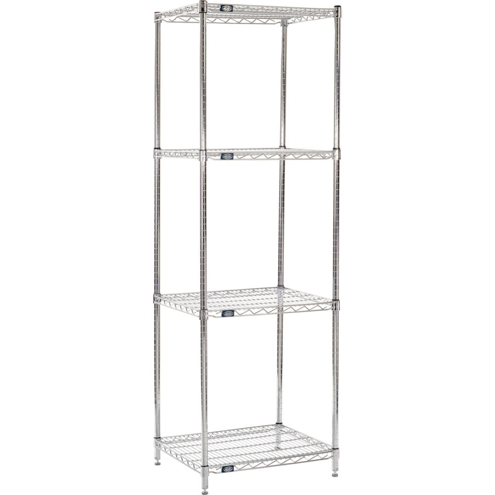 Global Industrial B3232794 Nexel 4 Shelf Chrome Wire Shelving Unit Starter - 30 x 21 x 96 in.