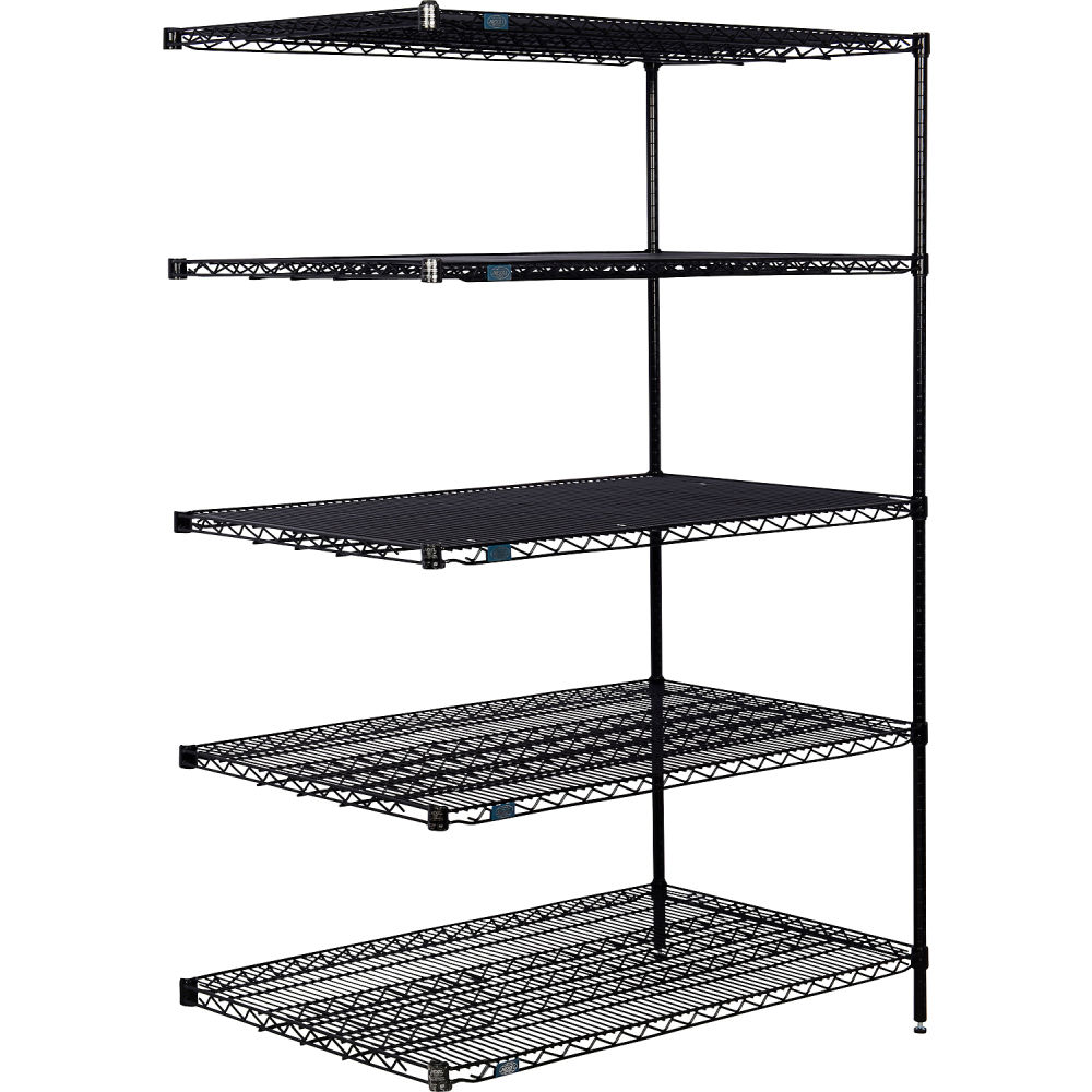 Global Industrial B3232732 Nexel 5 Shelf Black Epoxy Wire Shelving Unit Add On - 60 x 30 x 96 in.