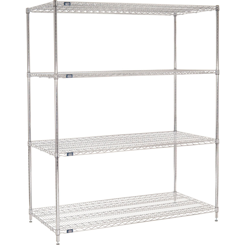Global Industrial B3232526 Nexel 4 Shelf Chrome Wire Shelving Unit Starter - 72 x 30 x 96 in.