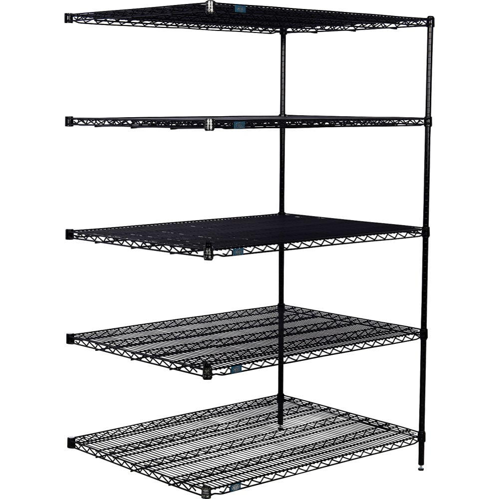 Global Industrial B3232743 Nexel 5 Shelf Black Epoxy Wire Shelving Unit Add On - 72 x 36 x 96 in.