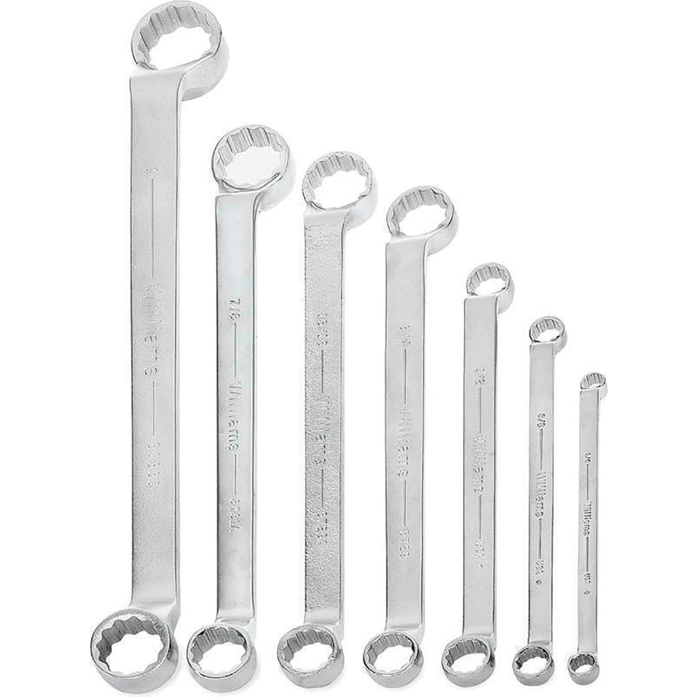 B3193062 Double Head 10 deg Offset Box End Wrench Set - 12 Points - 0.375 to 1 in. Opening - Silver