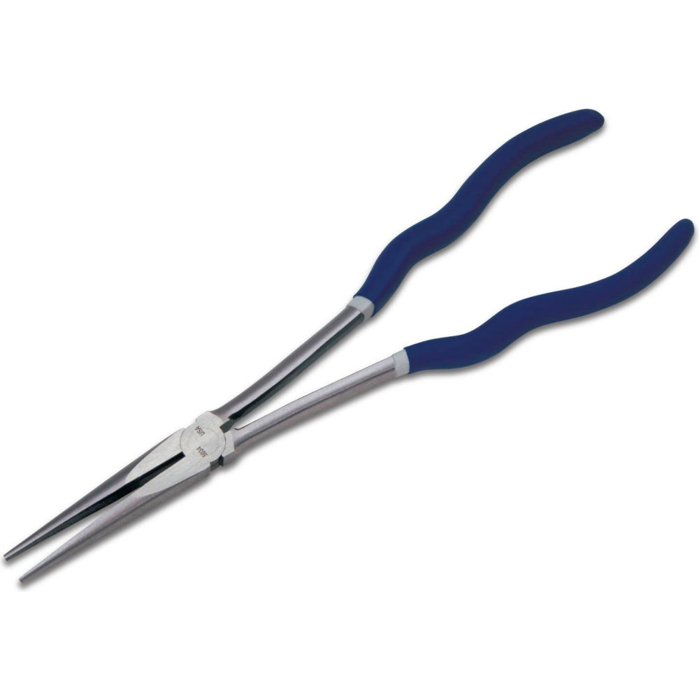 B3191145 JHWPL-211C Bent Needle Nose Plier - Plastic Dipped Handle - 11 in. - Blue