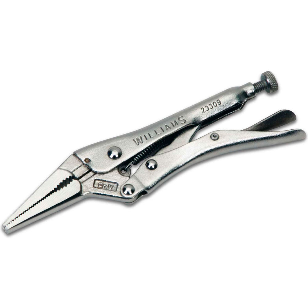 B3191149 6 in. Long Nose with Wire Cutter Locking Plier - Silver