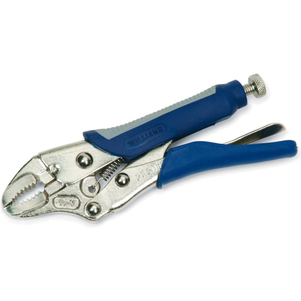 B3191158 7 in. Long Locking Pliers - Curved Jaw with Cutter, Blue