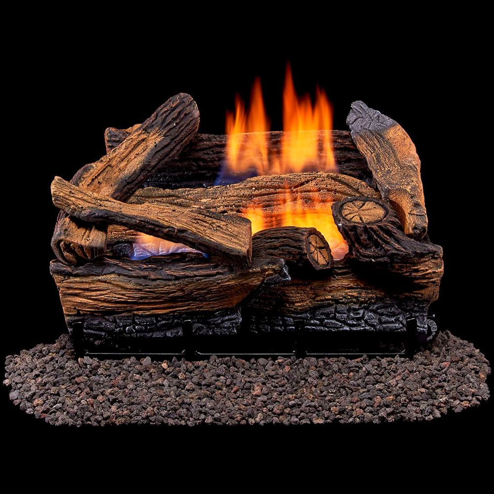 B3220529 Duluth Forge 18 in. Vent Free Indoor Natural Gas Log Set with Remote Control - 30000 BTU - Split Red Oak