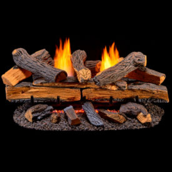 B3082644 30 in. Vent Free Dual Fuel Log Set - Split Red Oak & Brown, T-Stat Control