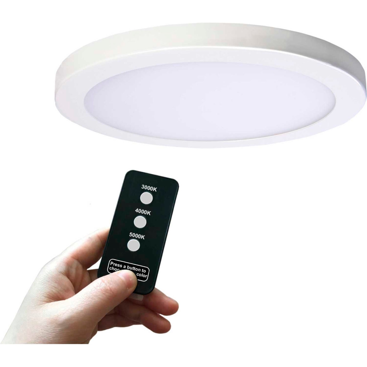 B2679417 11 in. Round Multi Color Temperature LED Flush Mount Light with Remote Control 30W 120V, White