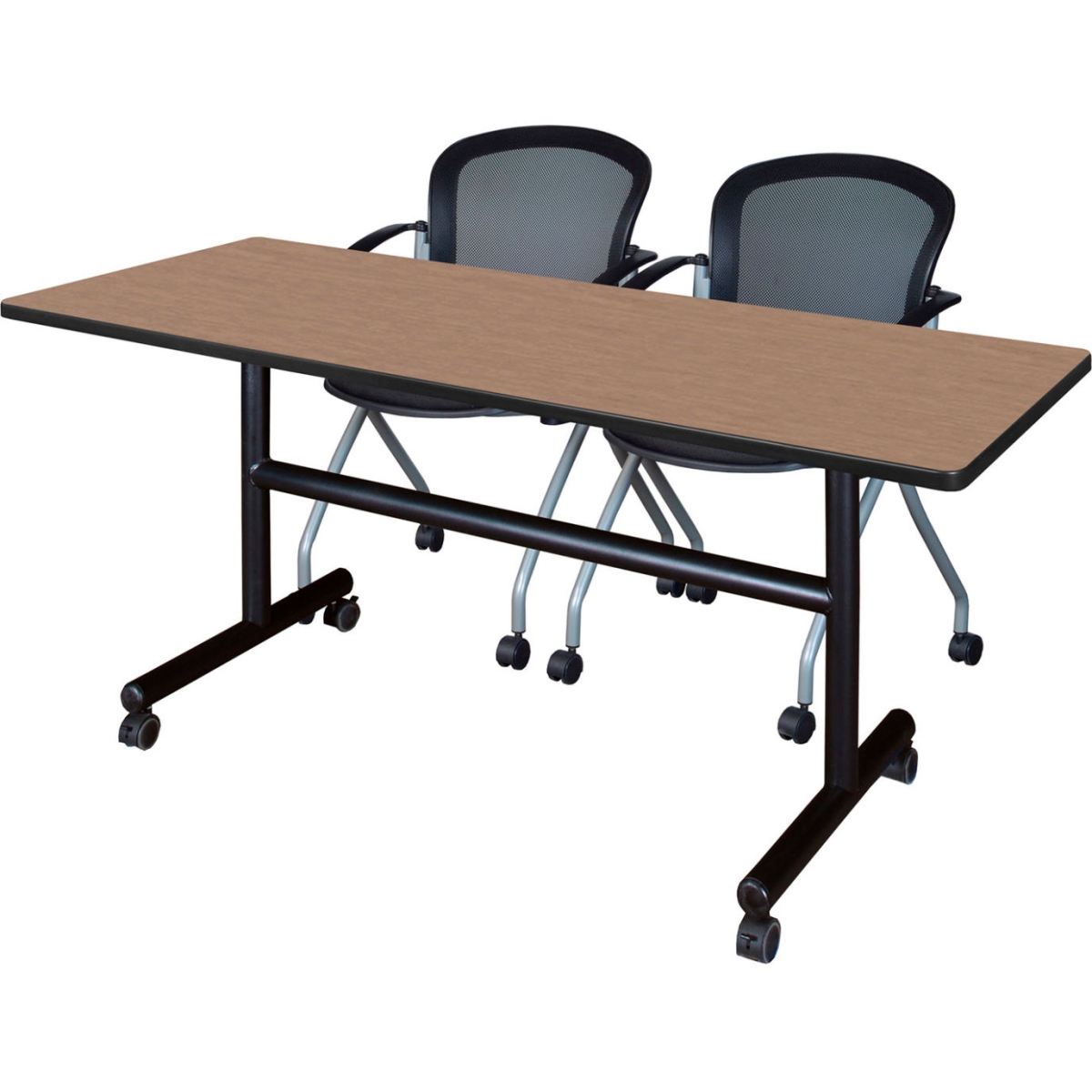 B3219690 Kobe Training Nesting Table with 2 Cadence Nesting Chairs, Noble Oak - 60 x 30 in.