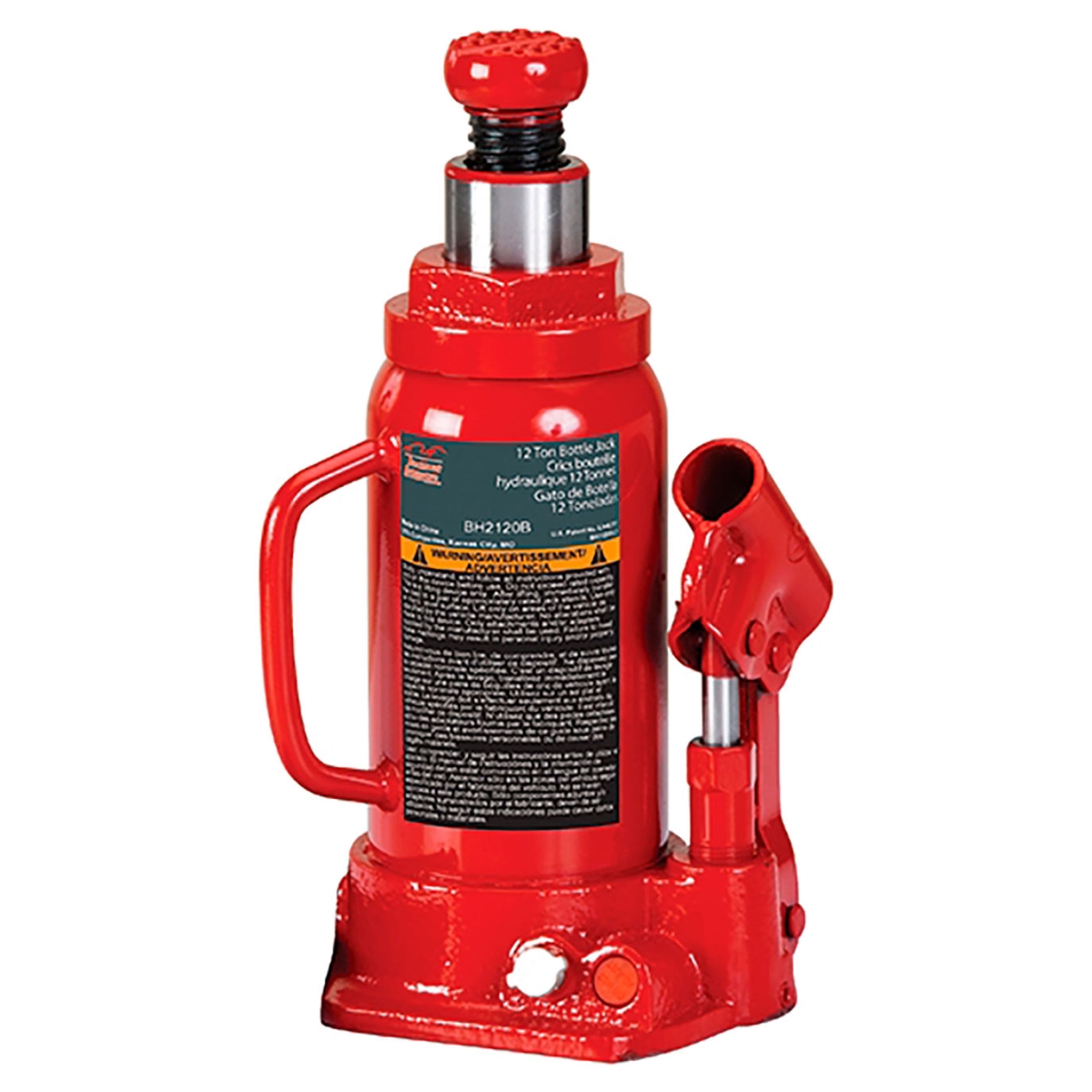 B3091222 12-Ton Hydraulic Side Pump Bottle Jack, Red