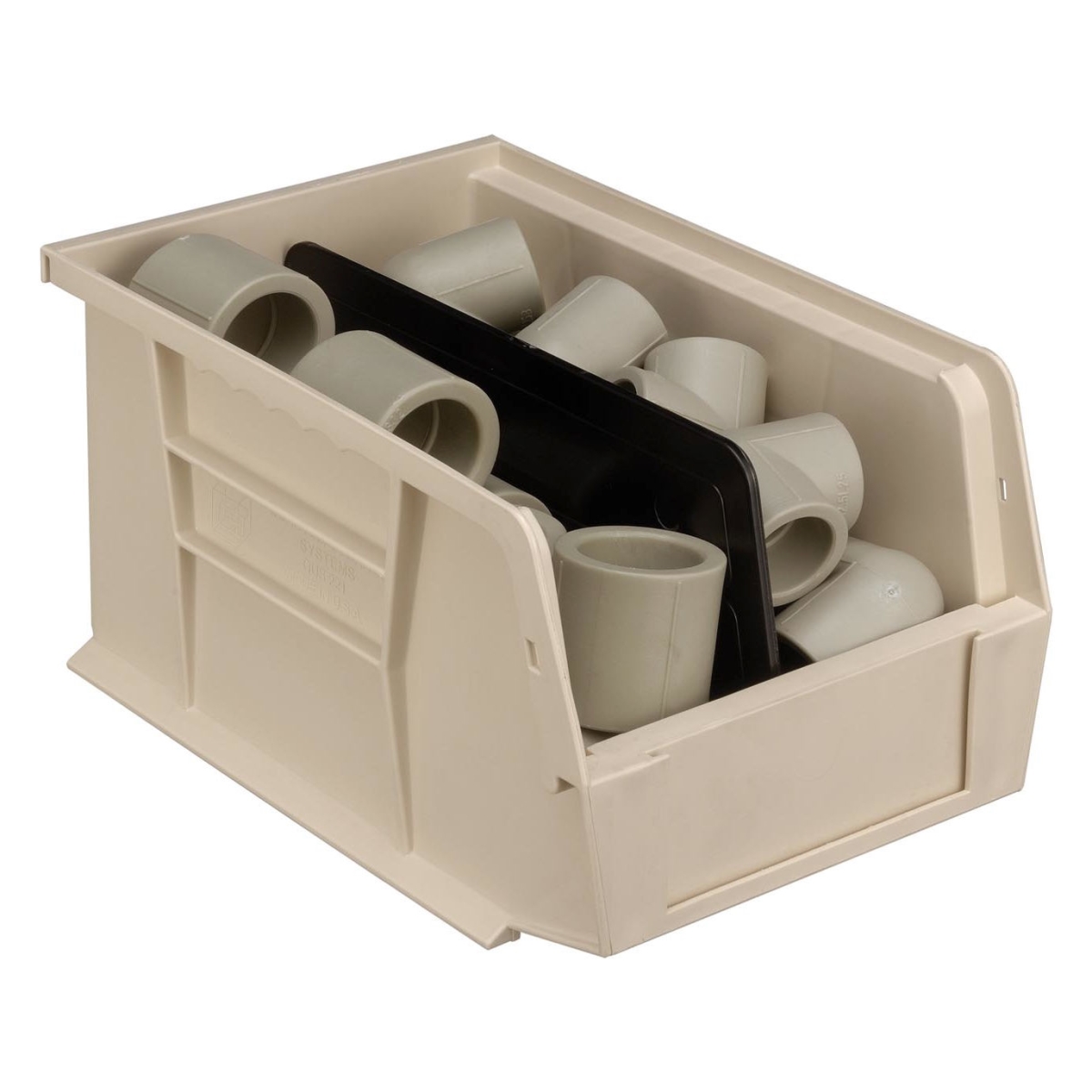4350122 Plastic Hang & Stack Bin, Ivory - 9.25 x 6 x 5 in.