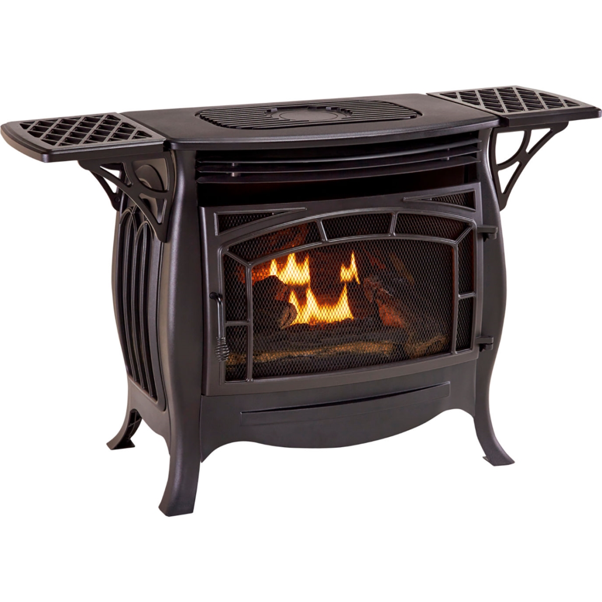 B3082958 Duluth Forge Ventless Dual Fuel Gas Stove with 26000 BTU Remote Control, Matte Black