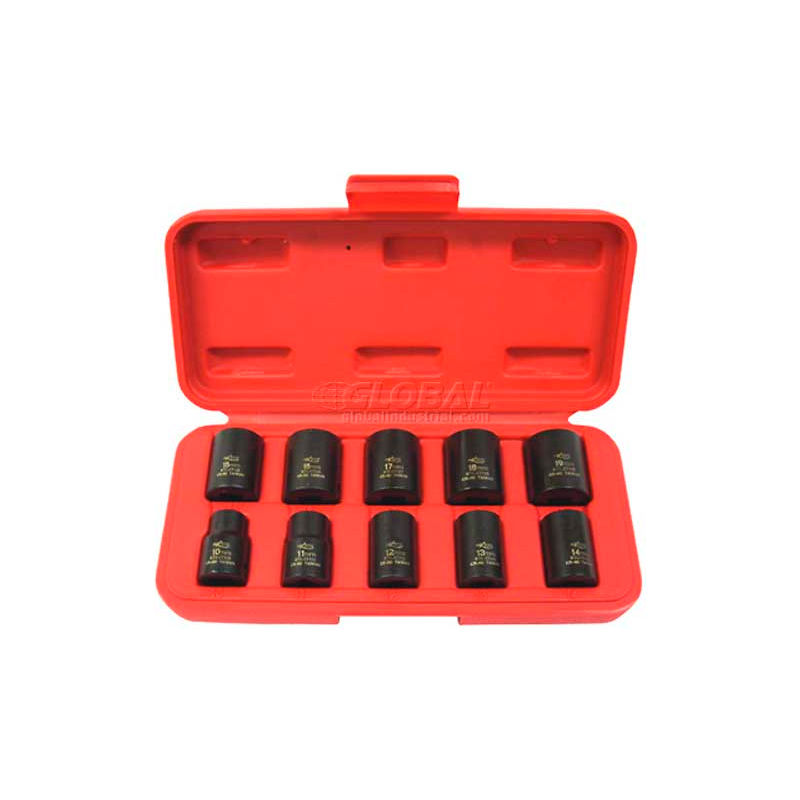 B641027 Metric Impact Socket Set with 0.37 in. Drive 6-Point Short - 10 Piece