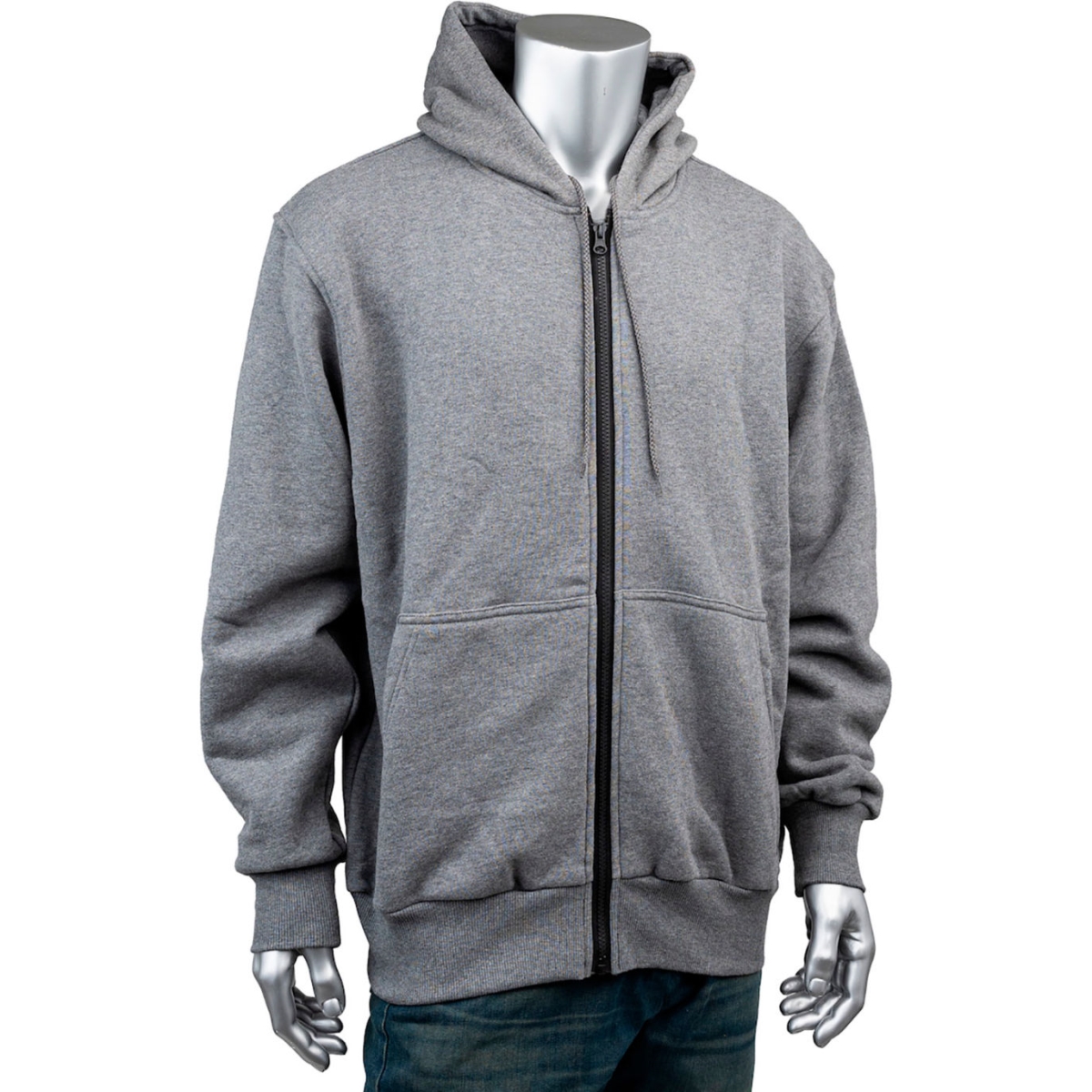 B3186949 Mens AR-FR Zip Front Hooded Sweatshirt, Gray - Large