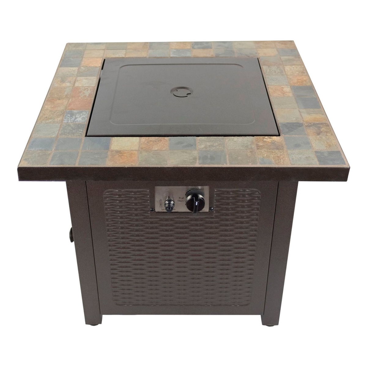 B3250236 Square Slate Fire Pit - Brown