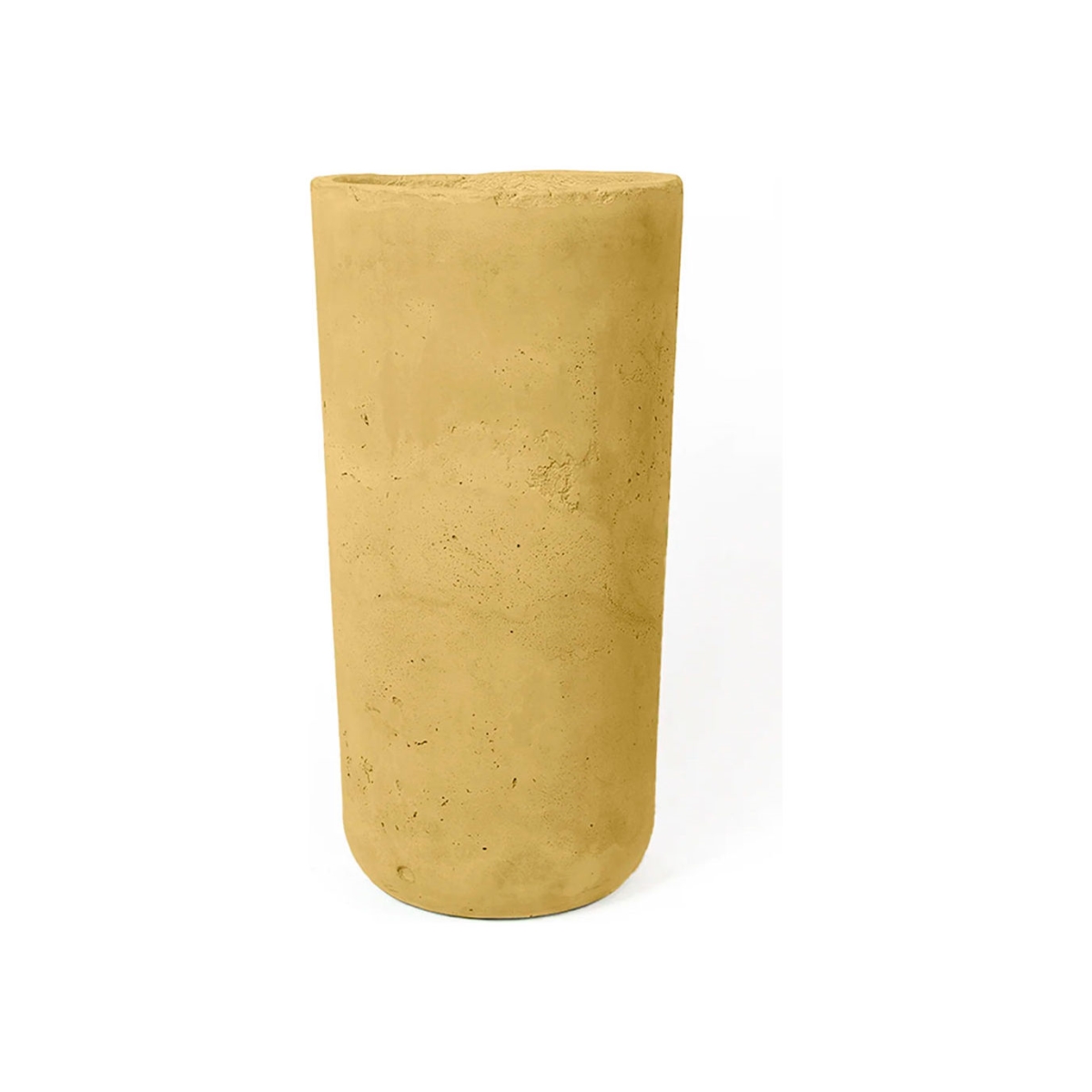 B3252099 Aster Indoor & Outdoor Round Pot Planter, Mustard - 10 in. Dia. x 20 in.