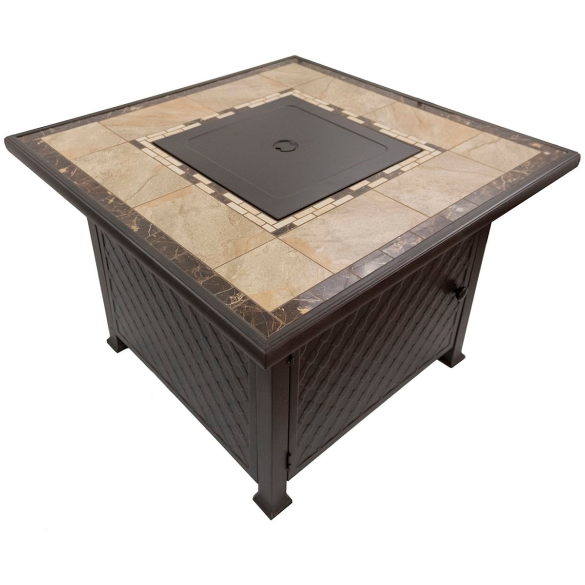 B3250237 Square Tile Top Fire Pit - Brown