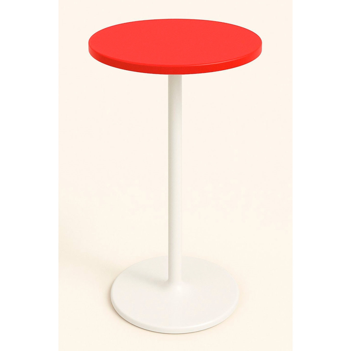 B3201776 24 in. Round Bar Height Table with 40 in. White & Red Frame