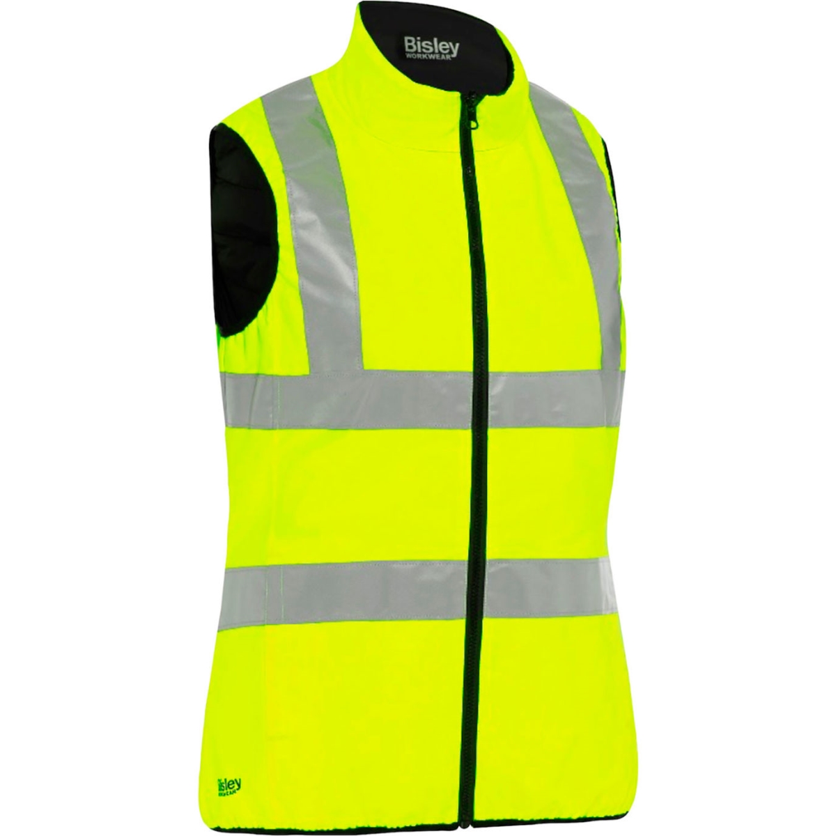 B3146324 Bisley Contoured Reversible Puffer Vest with Class 2, Hi-Vis Yellow - Extra Large