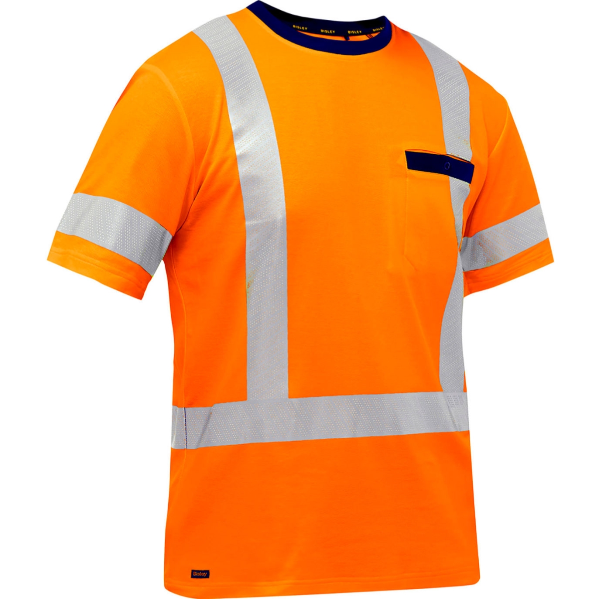 B3186225 Mens Bisley Short Sleeve T-Shirt with Class 3, Hi-Vis Orange - Large